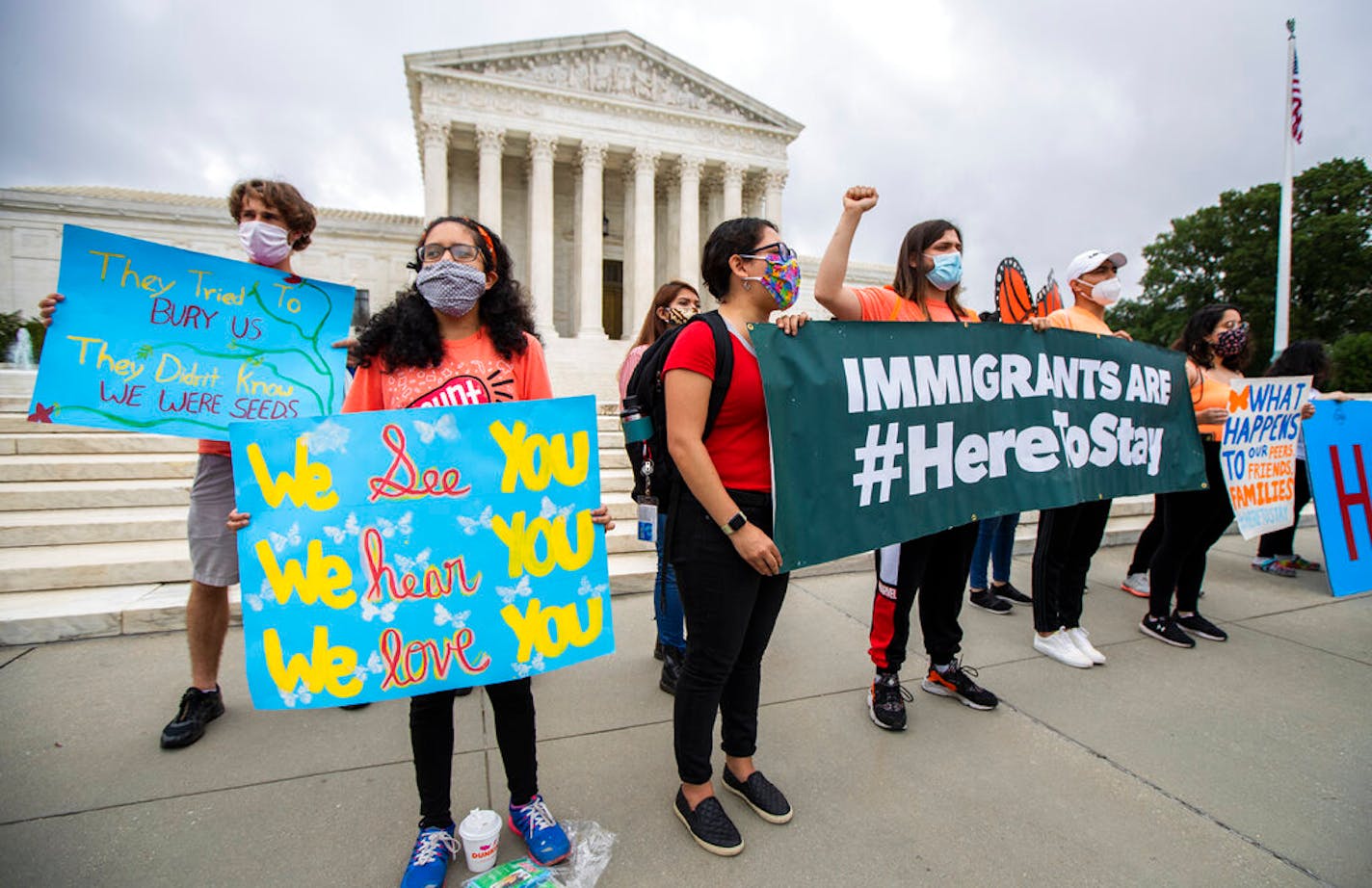 DACA students celebrated in front of the U.S. Supreme Court on Thursday, June 18, 2020, in Washington.