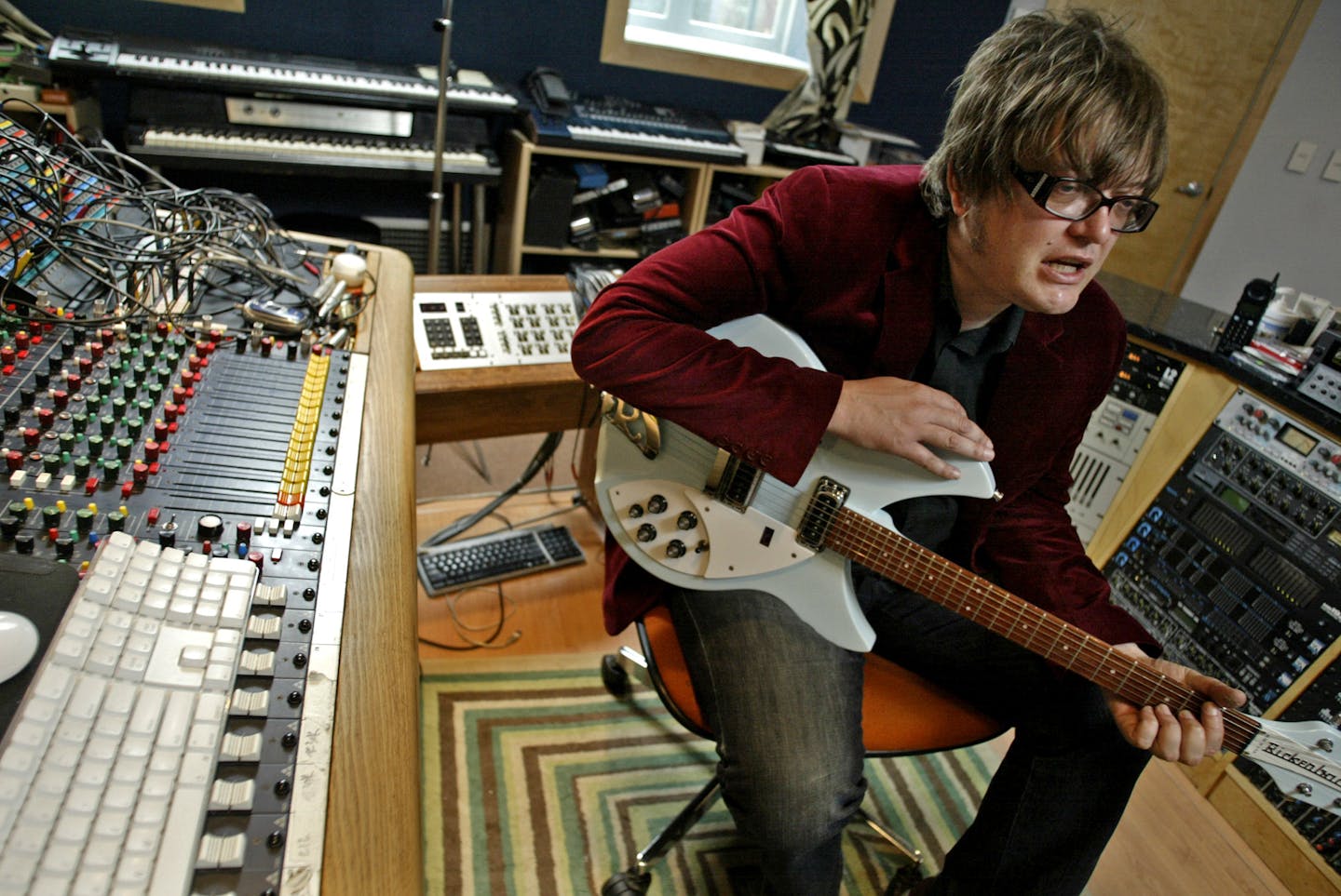 Marlin Levison - Strib 07/08/05 - Assign#97309- Ed Ackerson, local rock musician and producer, in his Minneapolis sound studio.
IN THIS PHOTO: