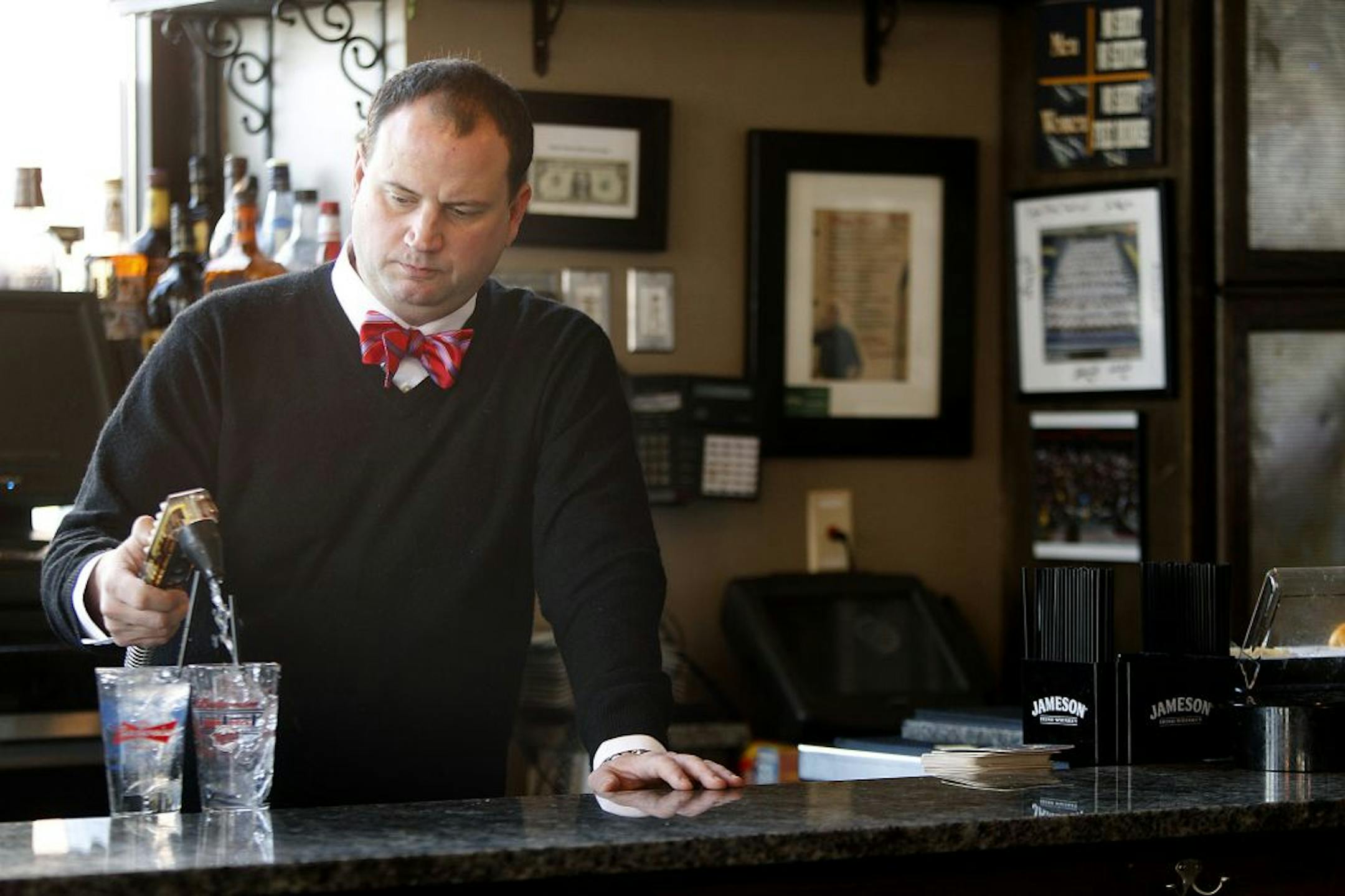 Joe Kasel, co-owner of the Eagle Street Grille, worked the lunch crowd.