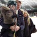Wild goalie Devan Dubnyk, his son, Nate, 3, and wife Jenn had a family moment after Monday&#x2019;s outdoor practice.