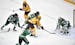 Minnesota Golden Gophers right wing Connor Reilly (21) was unable to finish during a scoring attempt on North Dakota Fighting Hawks goalie Cam Johnson