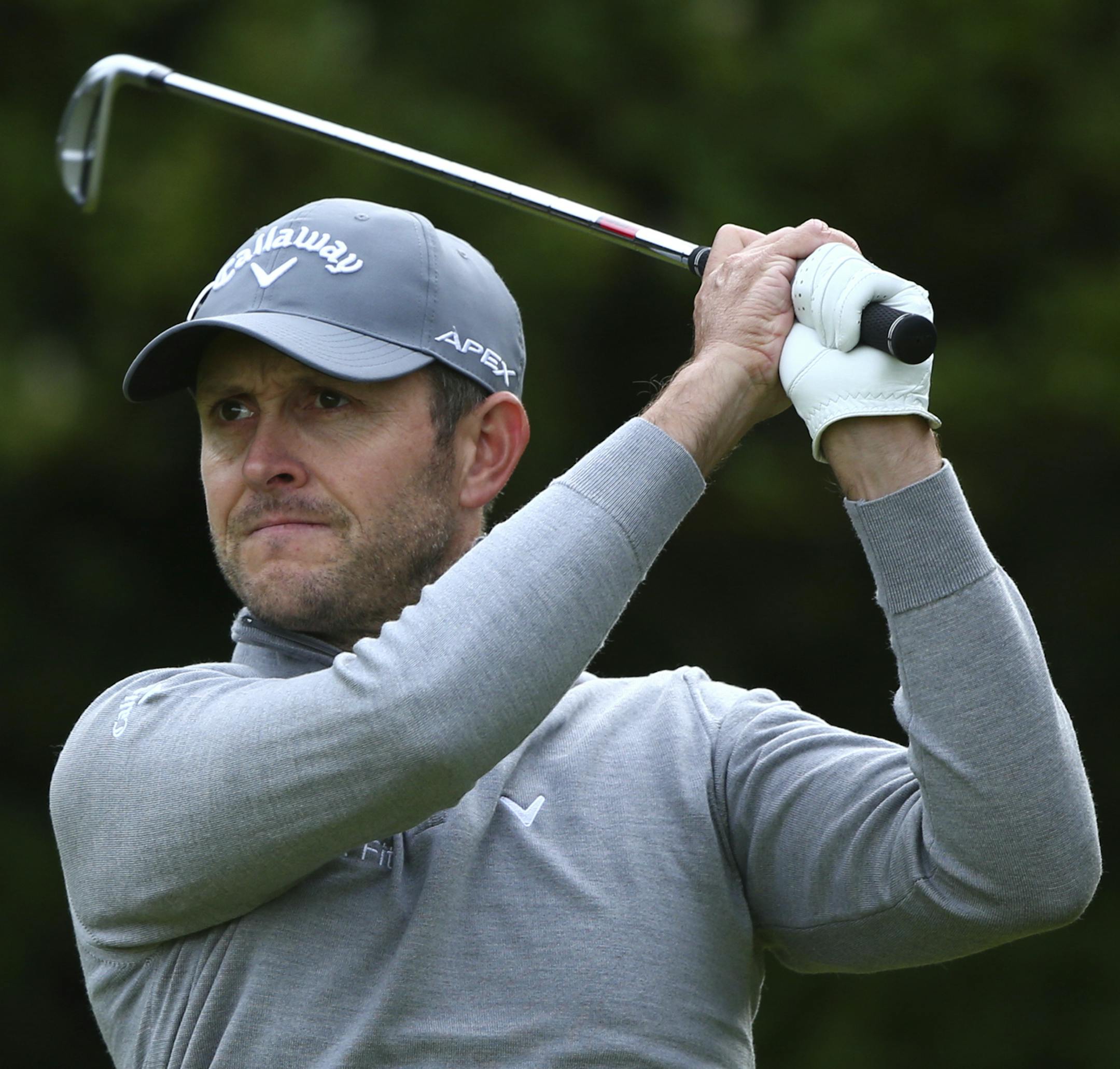 Wales' Stuart Manley plays a shot off the 5th tee during the first round of the British Open Golf Championship, at Royal Birkdale, Southport, England Thursday, July 20, 2017. (AP Photo/Dave Thompson)