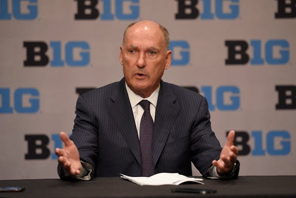 Big Ten commissioner Jim Delany speaks during Big Ten NCAA college basketball media day, Thursday, Oct. 13, 2016, in Washington. (AP Photo/Nick Wass)