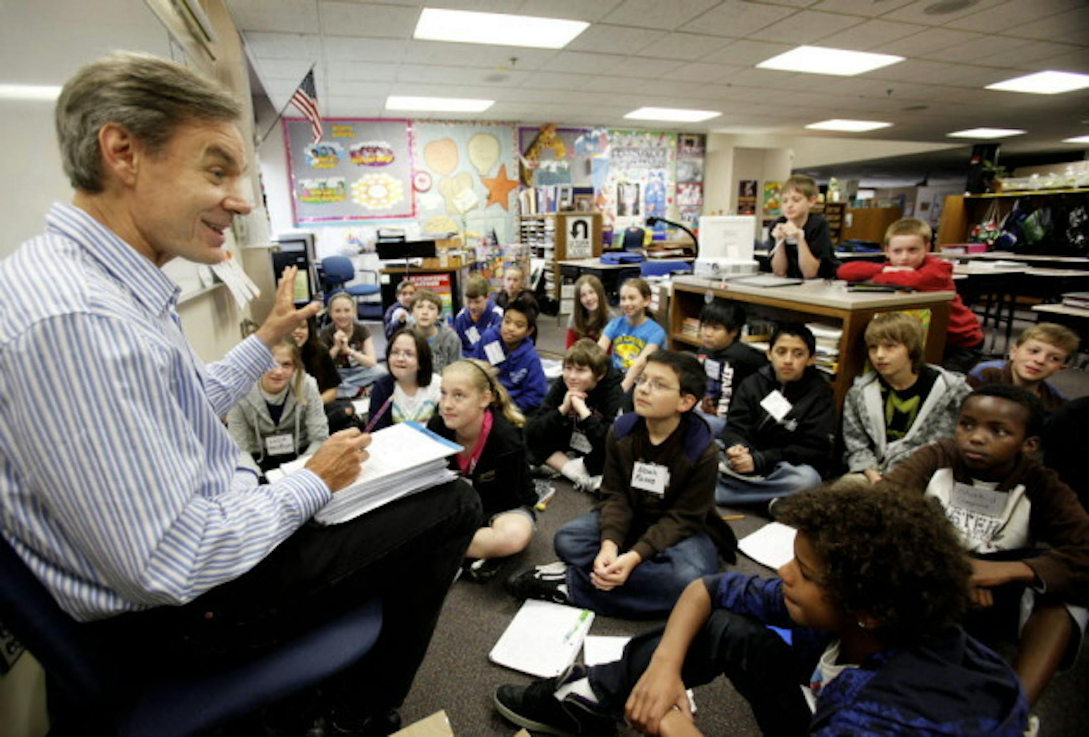 John Coy speaks to students at Echo Park Elementary School in 2010. Star Tribune file photo by David Joles.