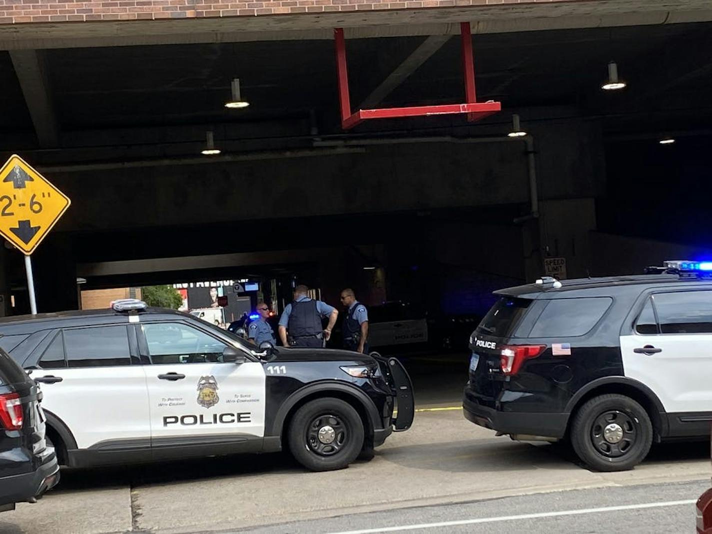 Minneapolis police responded to the first shooting Wednesday, at Ramp A, 101 N. 9th St.