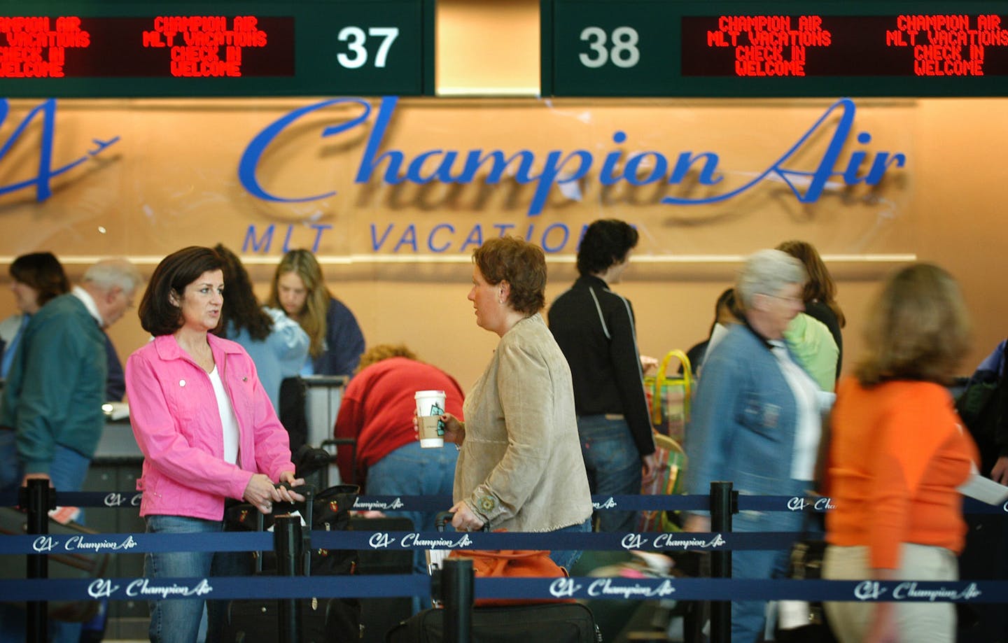 Champion Air, which operates from the Humphrey terminal at Minneapolis-St. Paul International Airport, has flown vacationers to warm-weather destinations for many years. Champion has had a long relationship with MLT Vacations, a Northwest Airlines subsidiary.