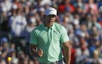 Brooks Koepka celebrates after the fourth round of the U.S. Open golf tournament Sunday, June 18, 2017, at Erin Hills in Erin, Wis. (AP Photo/Chris Ca