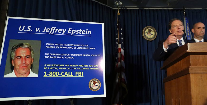 FILE -- Geoffrey Berman, the U.S. Attorney for the Southern District of New York, speaks at a news conference about the unsealing of sex trafficking charges against Jeffrey Epstein, in New York, July 8, 2019. After Epstein's death, prosecutors are turning their attention to those who may have helped him in a sex-trafficking ring, and accusers still plan to pursue lawsuits. (Jefferson Siegel/The New York Times)