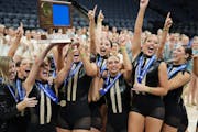 Eastview celebrates after being named Class 3A champions during the Jazz dance state meet Feb. 18, 2022, at Target Center. (Matt Blewett, Special to S