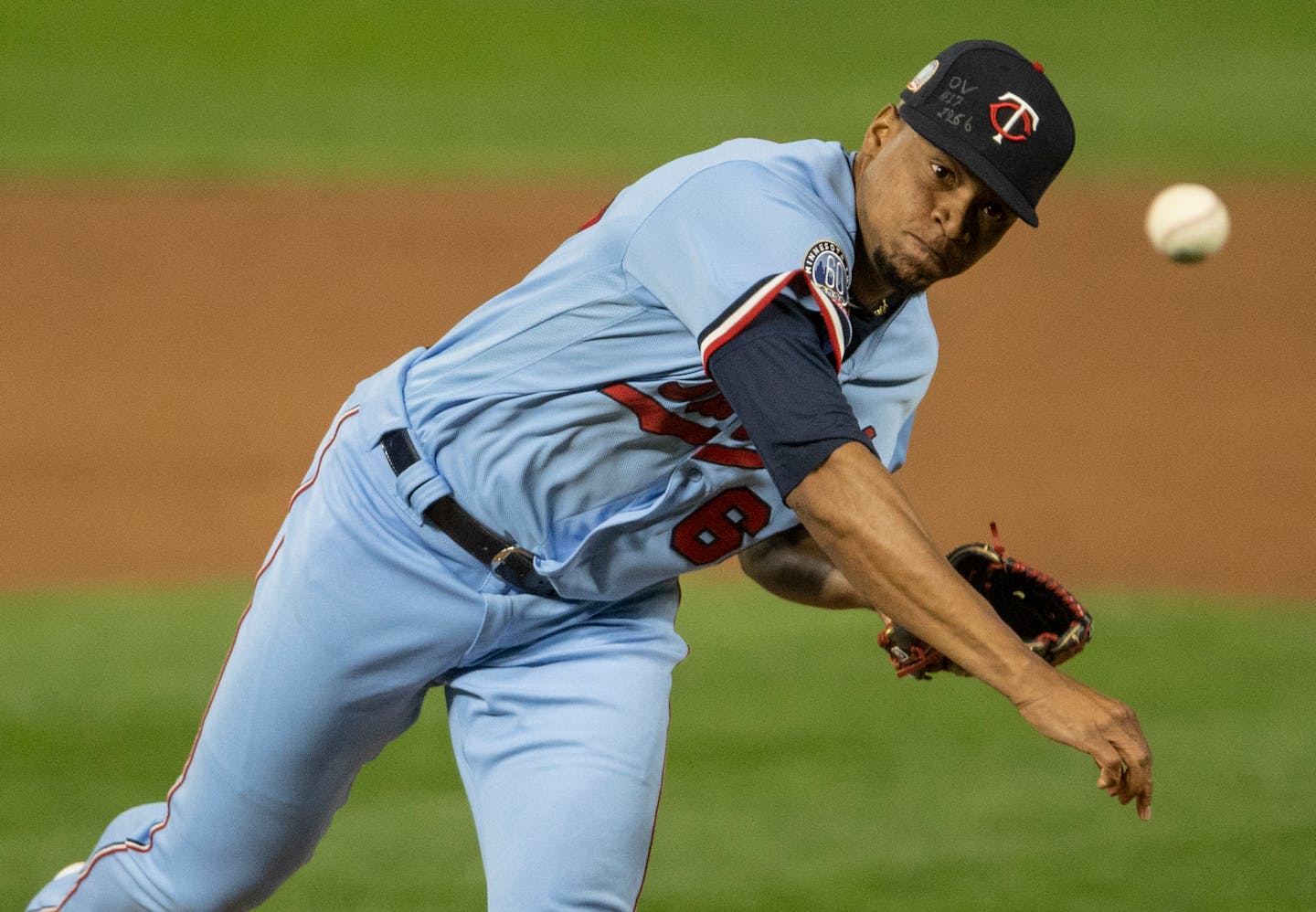 Minnesota Twins pitcher Jorge Alcala in the eighth inning.