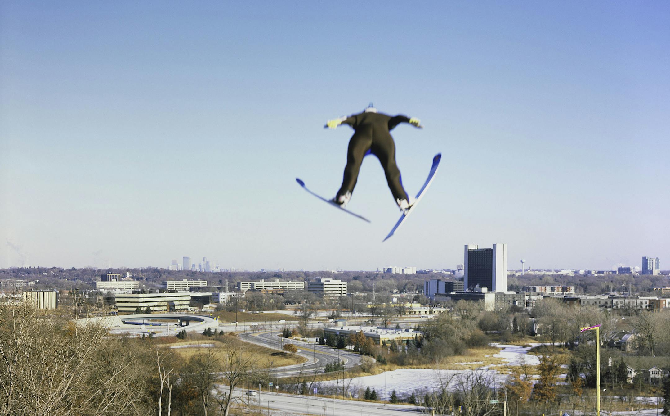 Photographer Cooper Dodds caught this skier after takeoff from the Bush Lake ski jump in Bloomington.