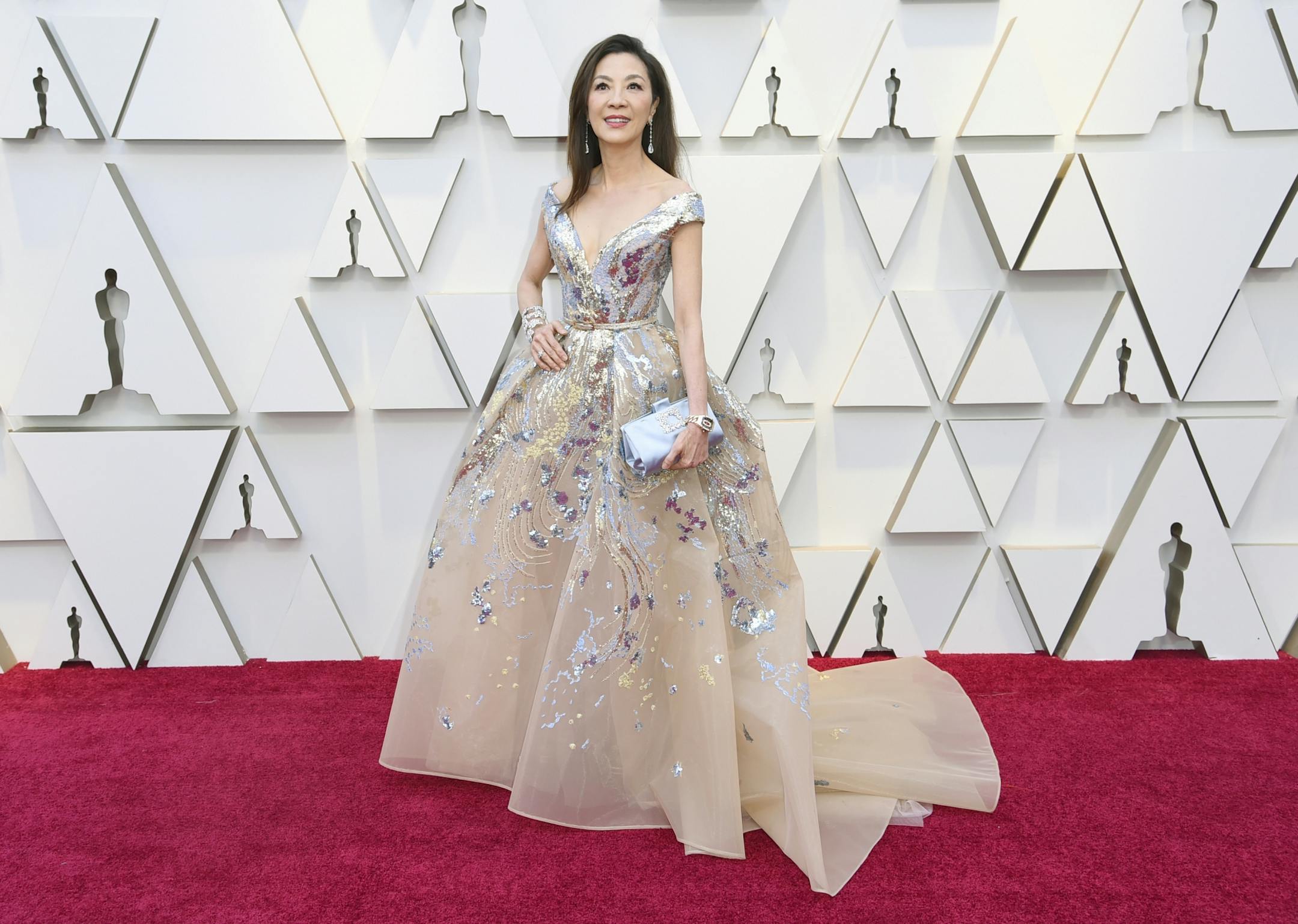 Michelle Yeoh arrives at the Oscars on Sunday, Feb. 24, 2019, at the Dolby Theatre in Los Angeles.
