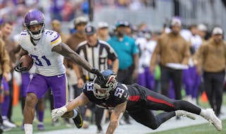 Vikings running back Cam Akers had eight carries for 25 yards against the Falcons before leaving in the third quarter with an injury.