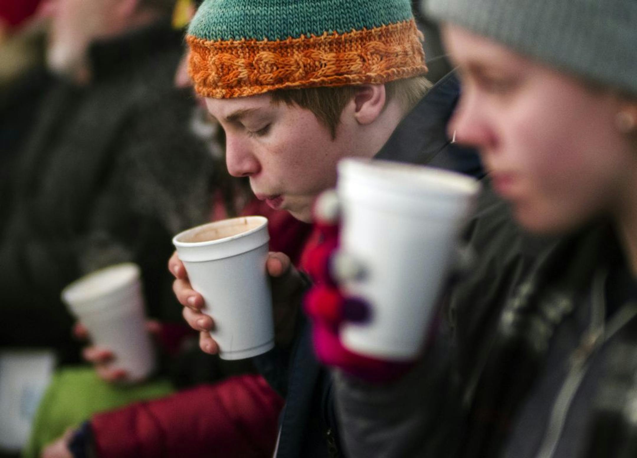 At Ted Tally's "Terra Nova" play about the ill-fated Antartica Scott Expedition held in an outdoor tent in Central Park in Saint Anthony Main Village, audience members braved the elements to better experience what happened on that journey.