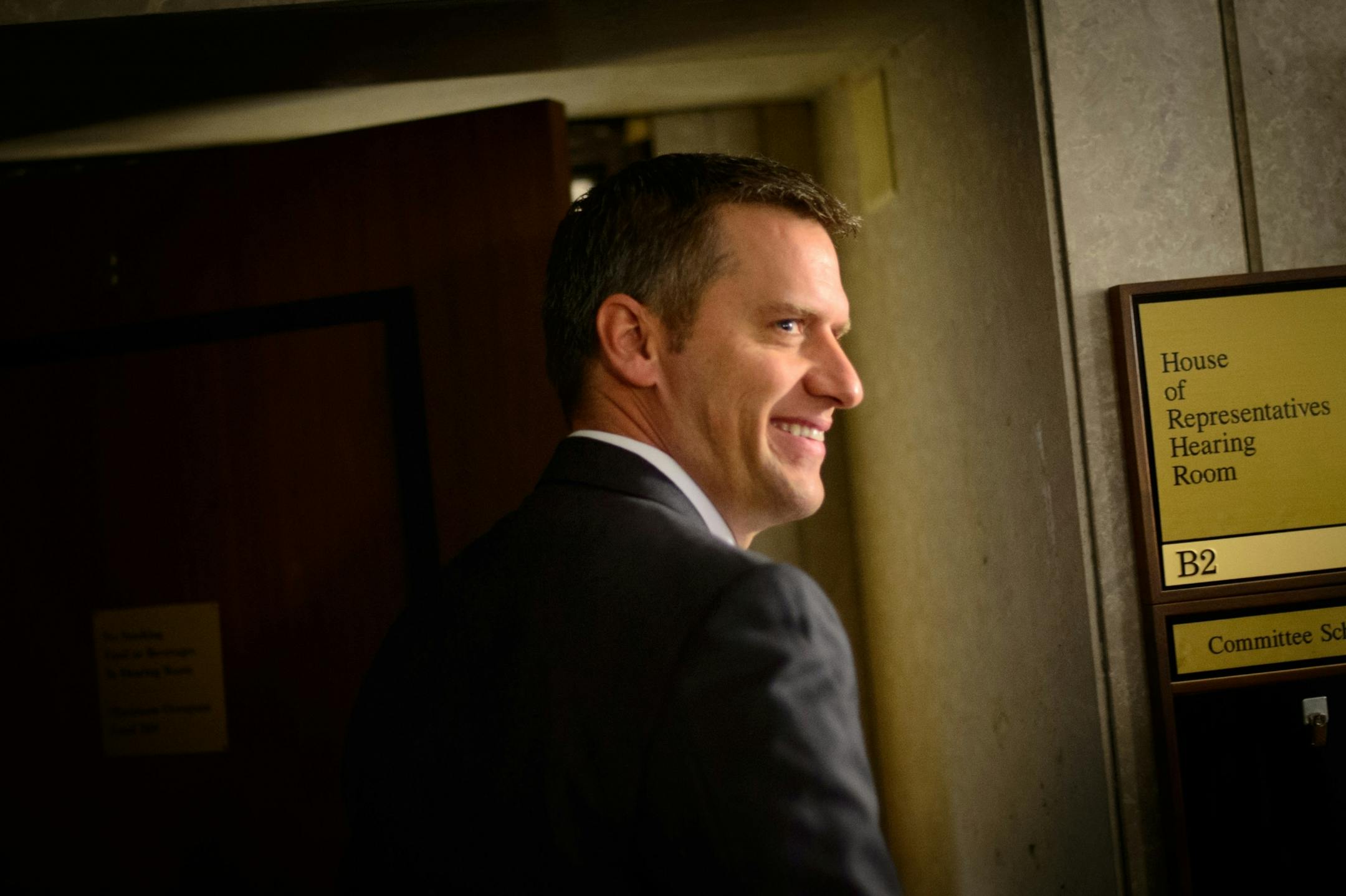 House GOP Leader Kurt Daudt entered the GOP meeting where House members will pick a new Leader. Daudt is the leading favorite.