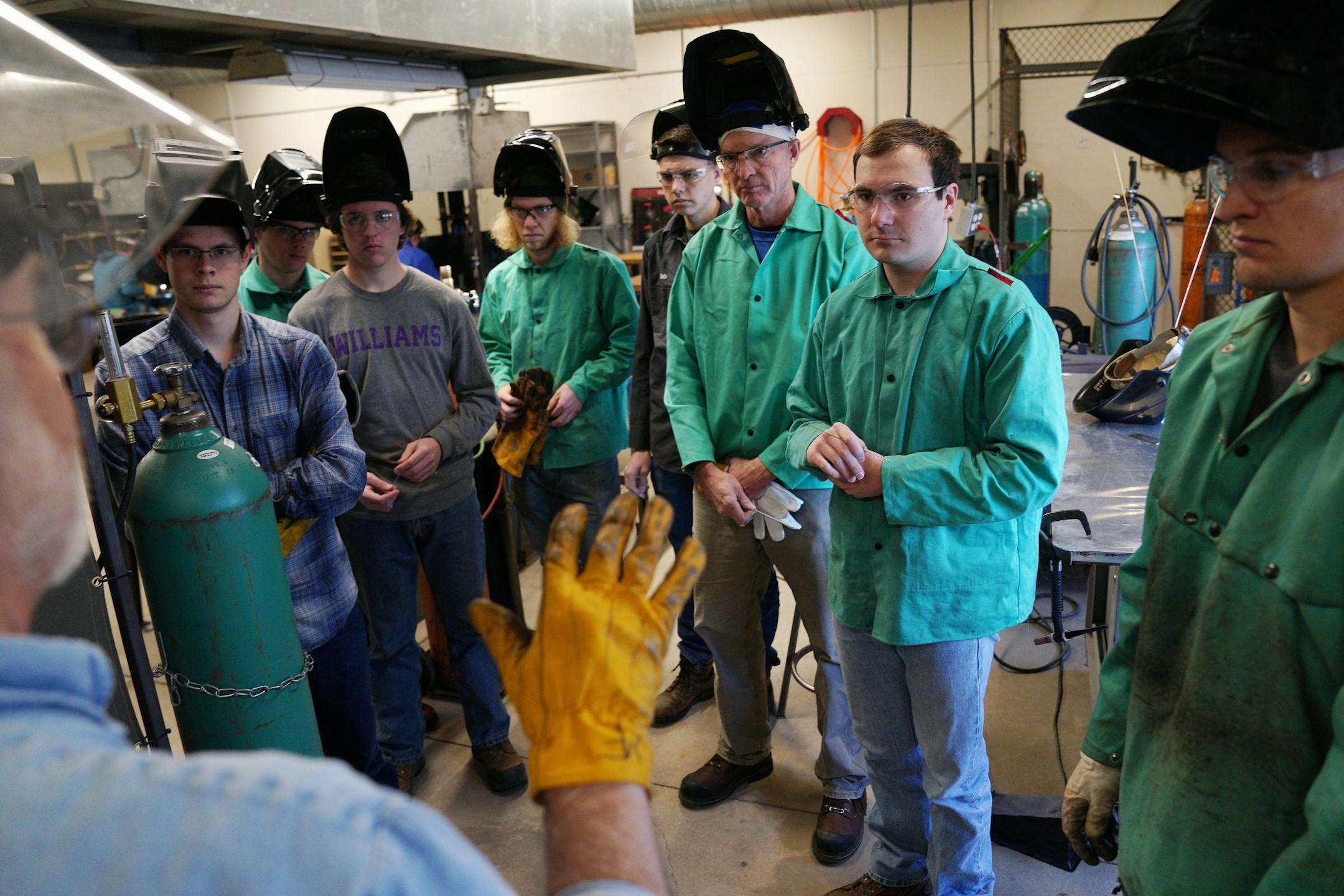 Welding instructor Mike Ford gave a demonstration for his students.