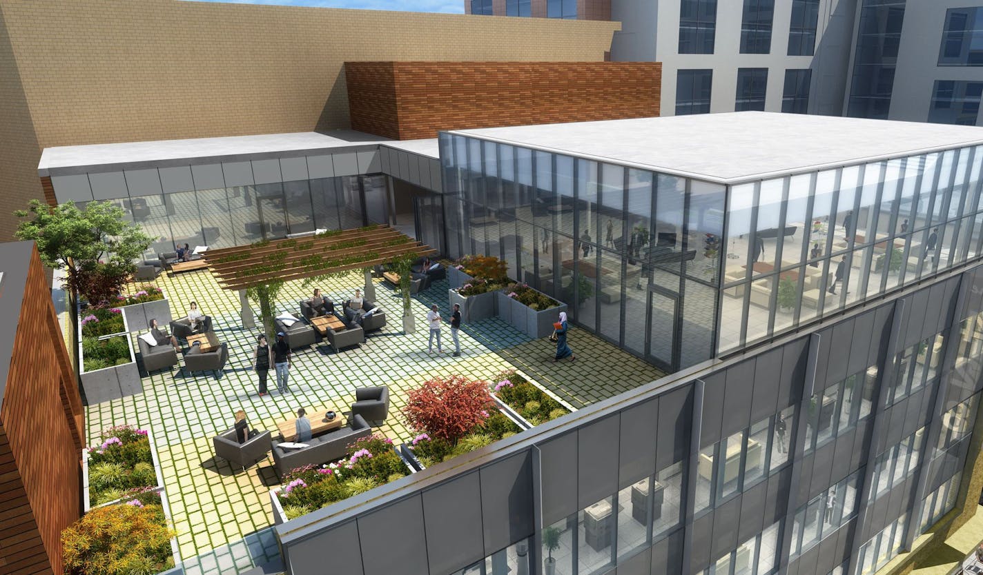 The 428 will feature an outdoor patio and rooftop workspace.
Image courtesy Commercial Real Estate Services