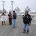 Striking Sysco drivers gathered near the entrance to the wholesale food distributor’s St. Cloud facility on Thursday.