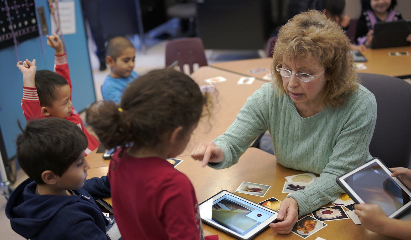 Teacher Anna Grussenforf helps kids with their English language at Mississippi Creative Arts School in St. Paul. ] Fiscal pressures placed on many Minnesota school districts is bringing fresh attention at the state Capitol to the education of students who are new to the country or to a full grasp of the English language. Across the state, expenditures outpaced revenue by $100 million in 2016-17, forcing school systems to tap general fund dollars to help cover the shortfalls. That shifting of fun