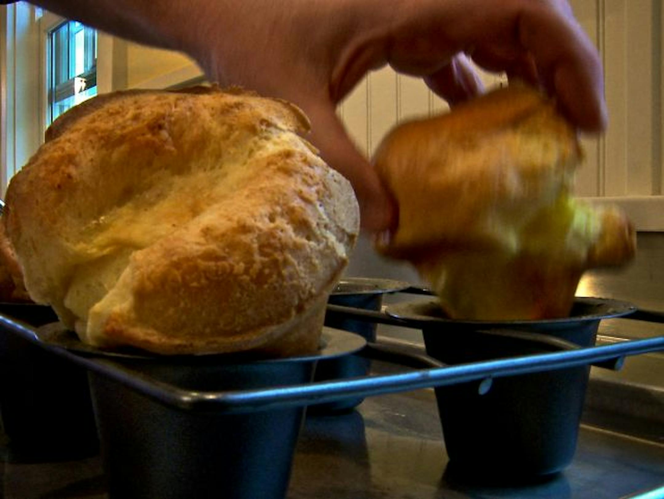 Popovers fresh from the oven.