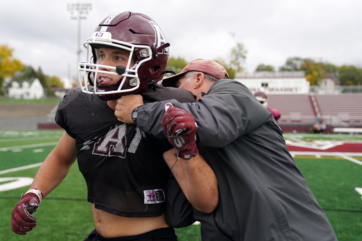 Anoka's Logan LaChance practiced with coach Jeff Buerkle and his teammates Tuesday afternoon. ] ANTHONY SOUFFLE • anthony.souffle@startribune.com