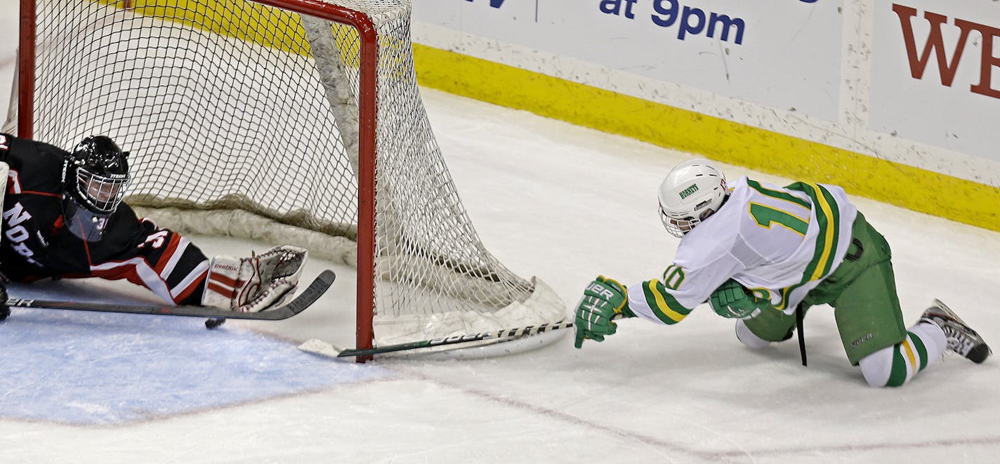 Edina's Connor Hurley made his third goal for a hat trick in the third period during the Class 2A boys' hockey state tournament quarterfinals at the Xcel Energy Center, Thursday, March 7, 2013 in St. Paul, MN.(ELIZABETH FLORES/STAR TRIBUNE) ELIZABETH FLORES &#x2022; eflores@startribune.com