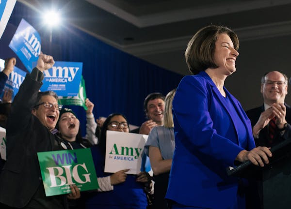 Sen. Amy Klobuchar, shown on primary night in Concorn, N.H., faces new challenges in Nevada and South Carolina, while building up a national campaign 