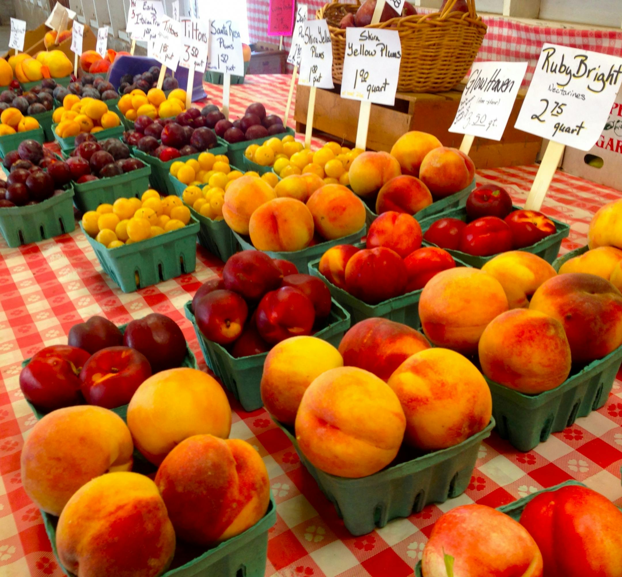 Peaches, nectarines, plums, apples and berries blend into a fragrant and beautiful bounty for visitors at Rasmussen Farms and other stops along Hood River�s Fruit Loop in August.