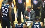 Iowa Wolves coach Scott Roth &#x2014; a player on the inaugural Timberwolves team in 1989 &#x2014; instructs his players, including transferred Timber