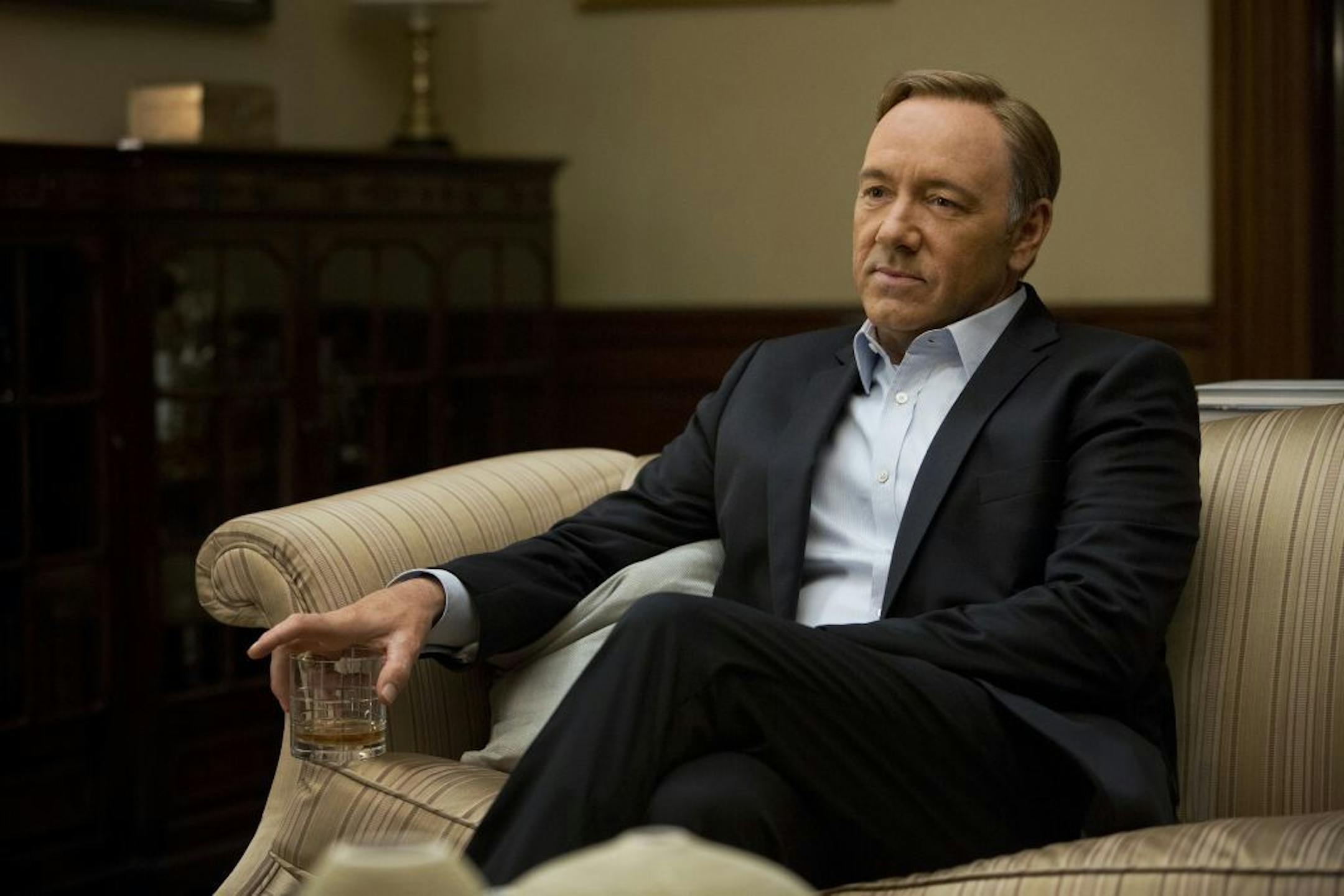 This image released by Netflix shows Kevin Spacey in a scene from the Netflix original series, "House of Cards," an adaptation of a British classic.