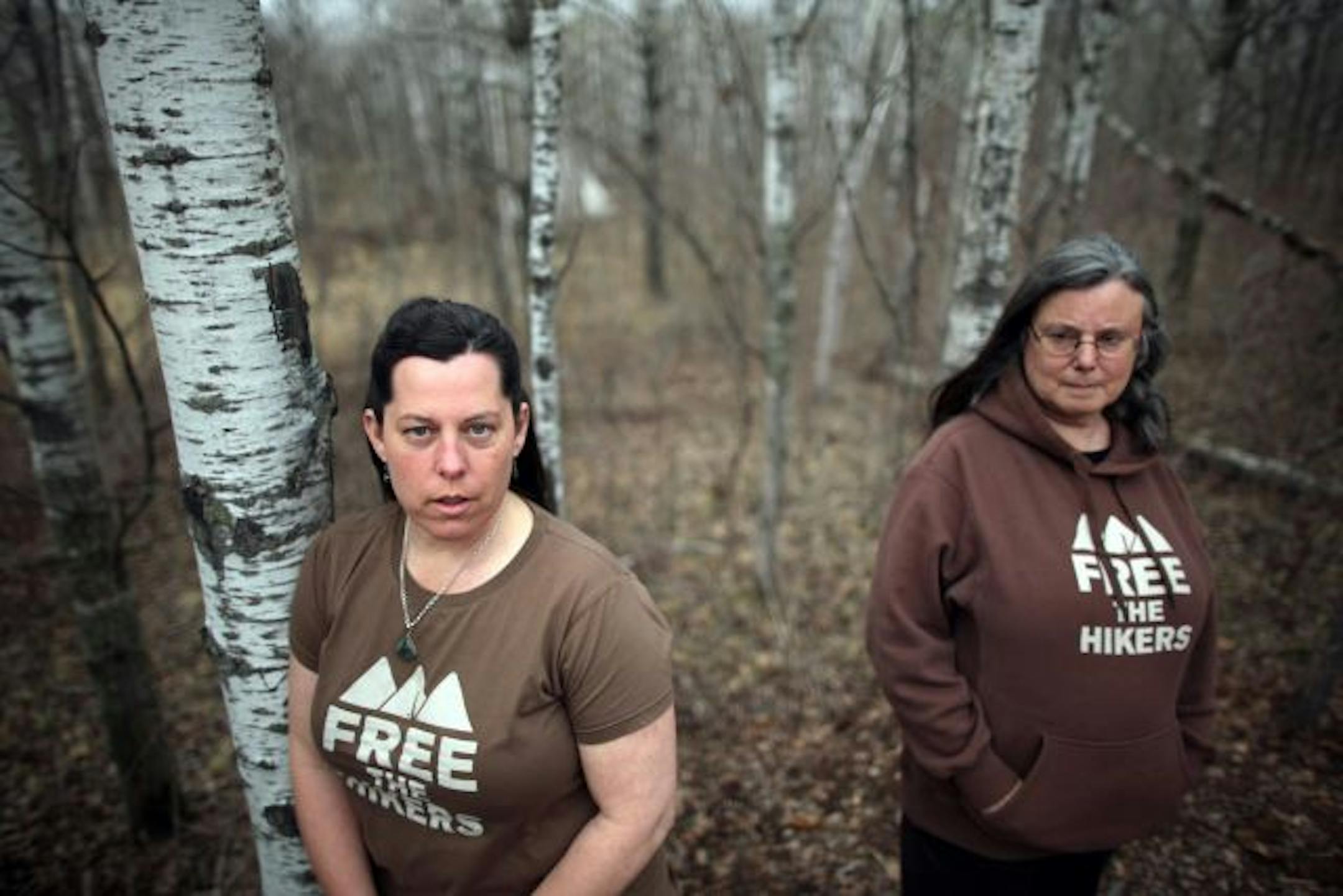 Shane Bauer's mother Cindy Hickey, left, and Sarah's mother, Nora Shourd, have found comfort in each other and the rural setting of Cindy Hickey's home near Pine City. The two are getting support from each other while they wait for their visas to go to Iran.