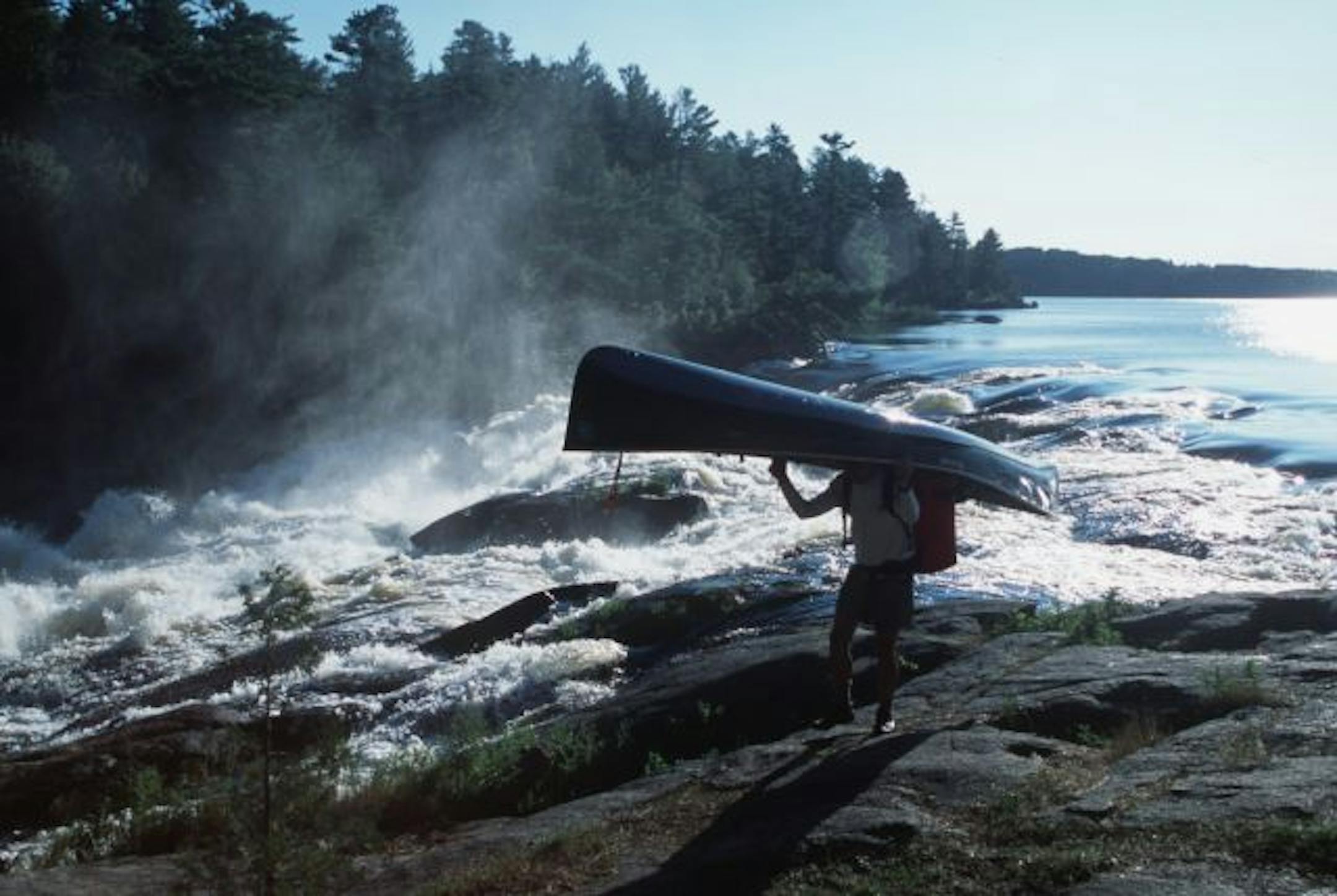 Canoe portage around Curtain Falls on Crooked Lake along the Minnesota-Ontario border.