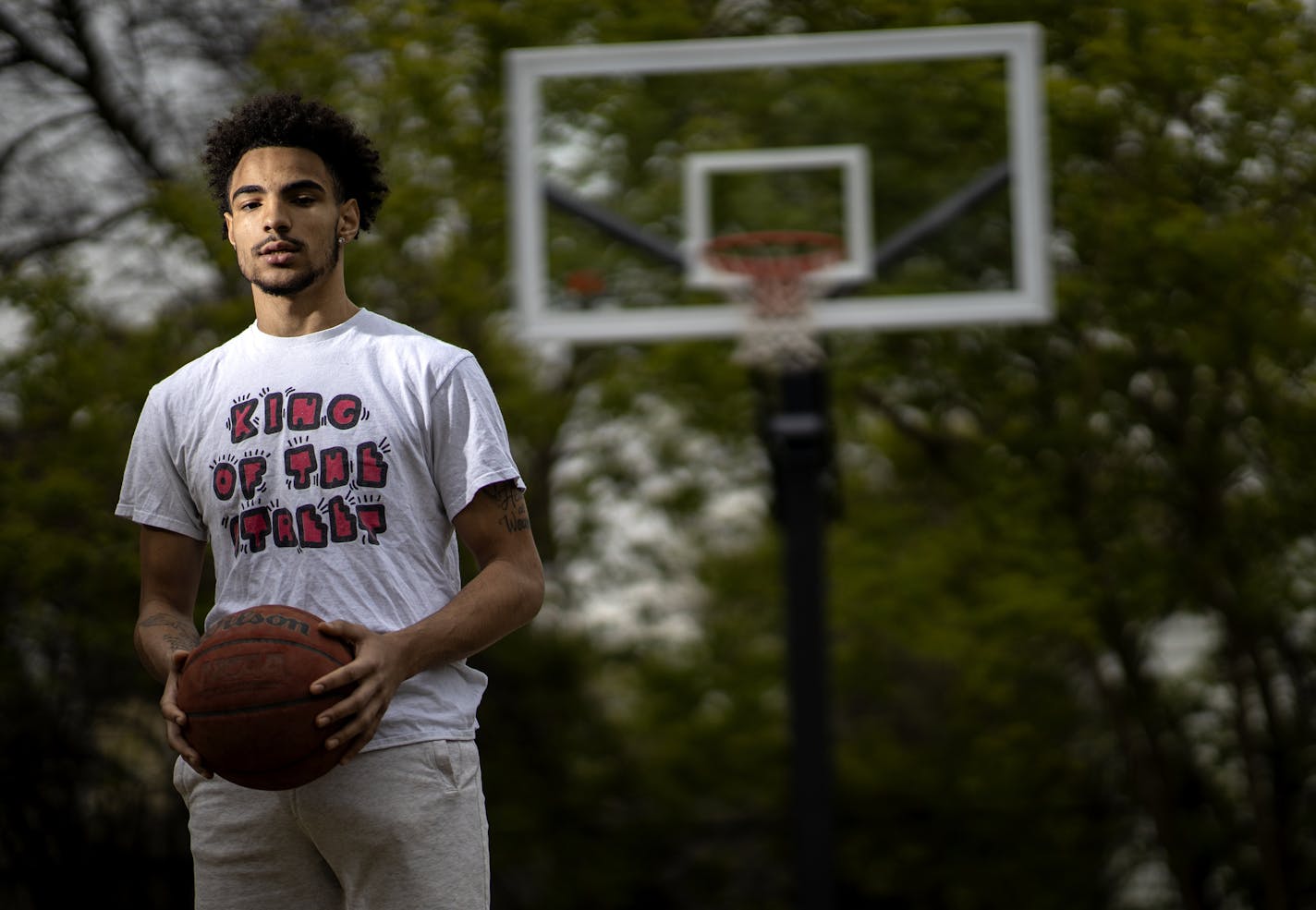 North High School football and basketball player C.J. Brown. ] CARLOS GONZALEZ • cgonzalez@startribune.com – Minneapolis, MN – May 13, 2020, C.J. Brown, a Mpls resident and North High student who plays football and basketball, coping with the pandemic and without sports not long after losing his dad.