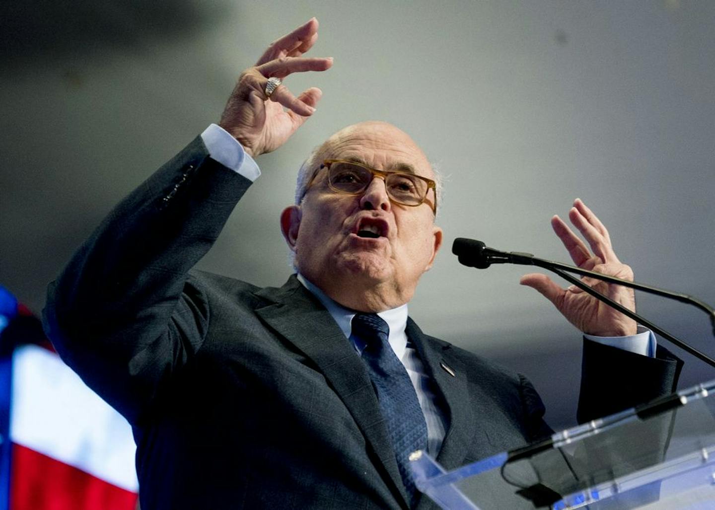 FILE - In this May 5, 2018, file photo, Rudy Giuliani, an attorney for President Donald Trump, speaks in Washington. Giuliani says he'd only cooperate