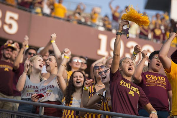 Minnesota fans cheered on the Gophers football team as they took on the Buffalo Bulls at TCF Bank Stadium, Thursday, August 31, 2017 in Minneapolis, M