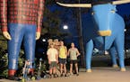 After more than 100 miles of pushing scooters, Sam Artz, Abe Townley and Dayton Nash arrived in Bemidji.