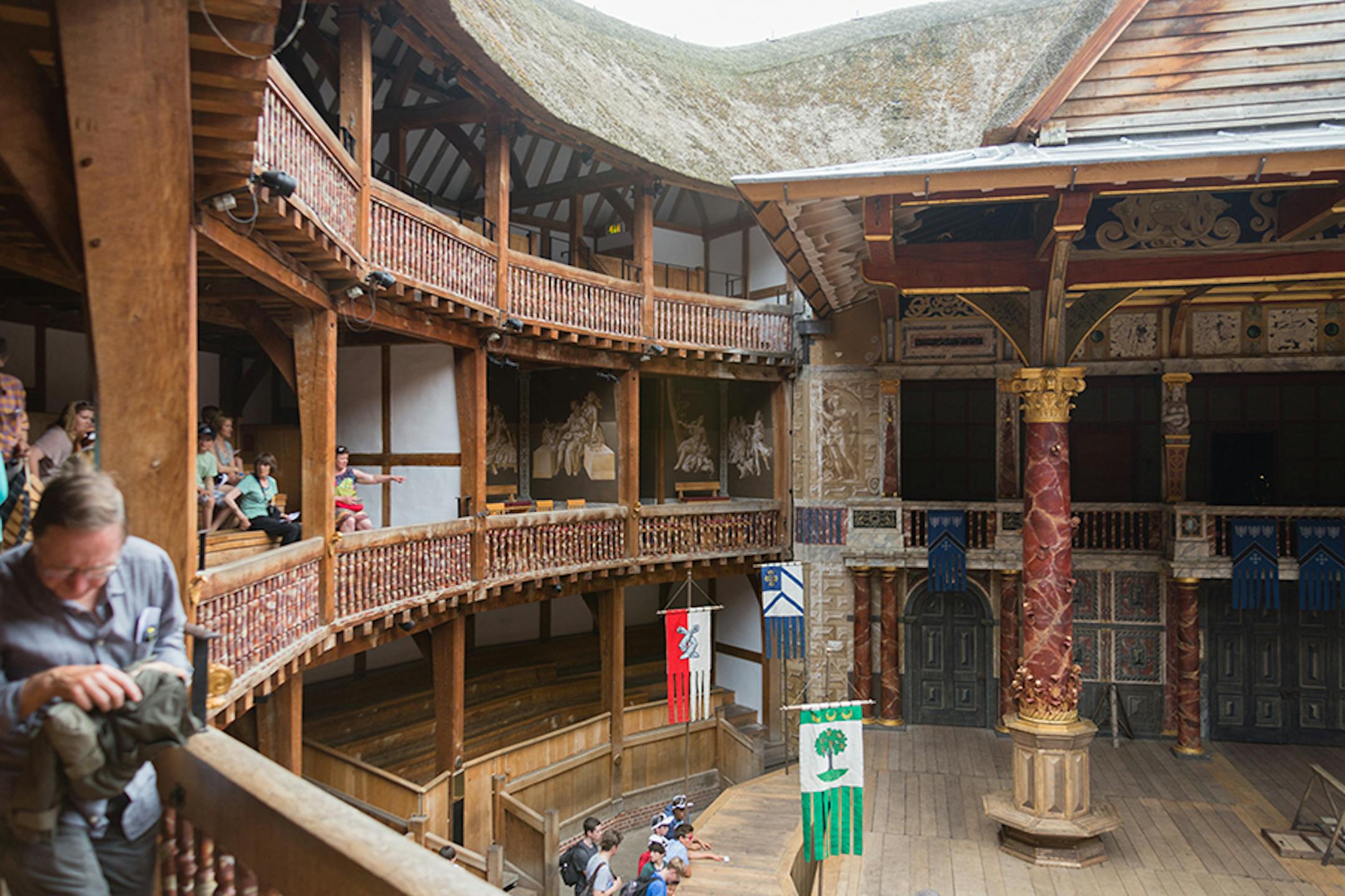 The author and her husband took several trips into London. Here, they attended a performance of Shakespeare at the Globe Theater in London. Photo by Eleaner Loos