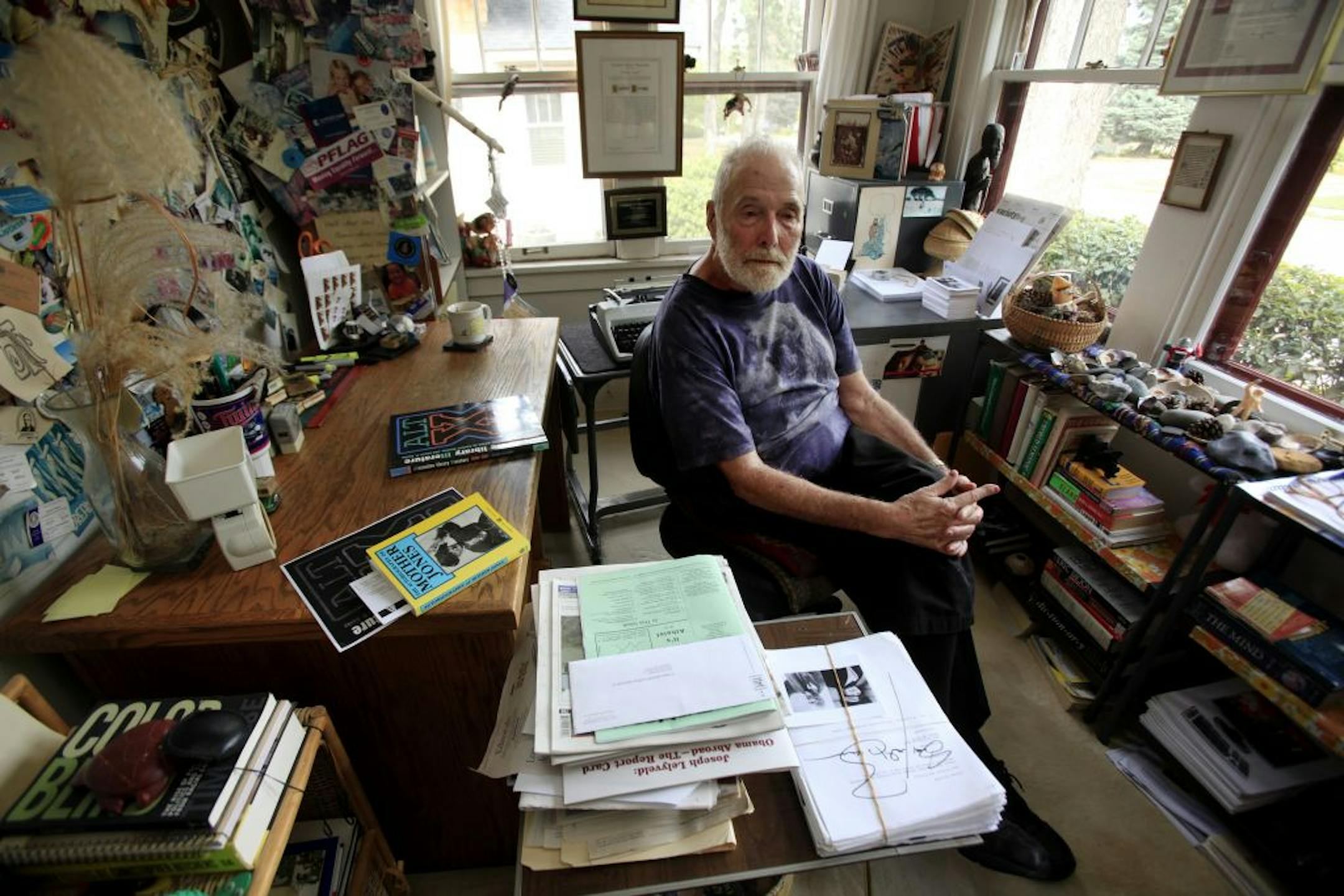 Retired Hennepin County librarian Sandy Berman (at his Edina home) says that Eugene Debs and Mary Harris Jones "were bigger than just labor. They raised social-justice issues and women's-rights issues. There's a legacy there."