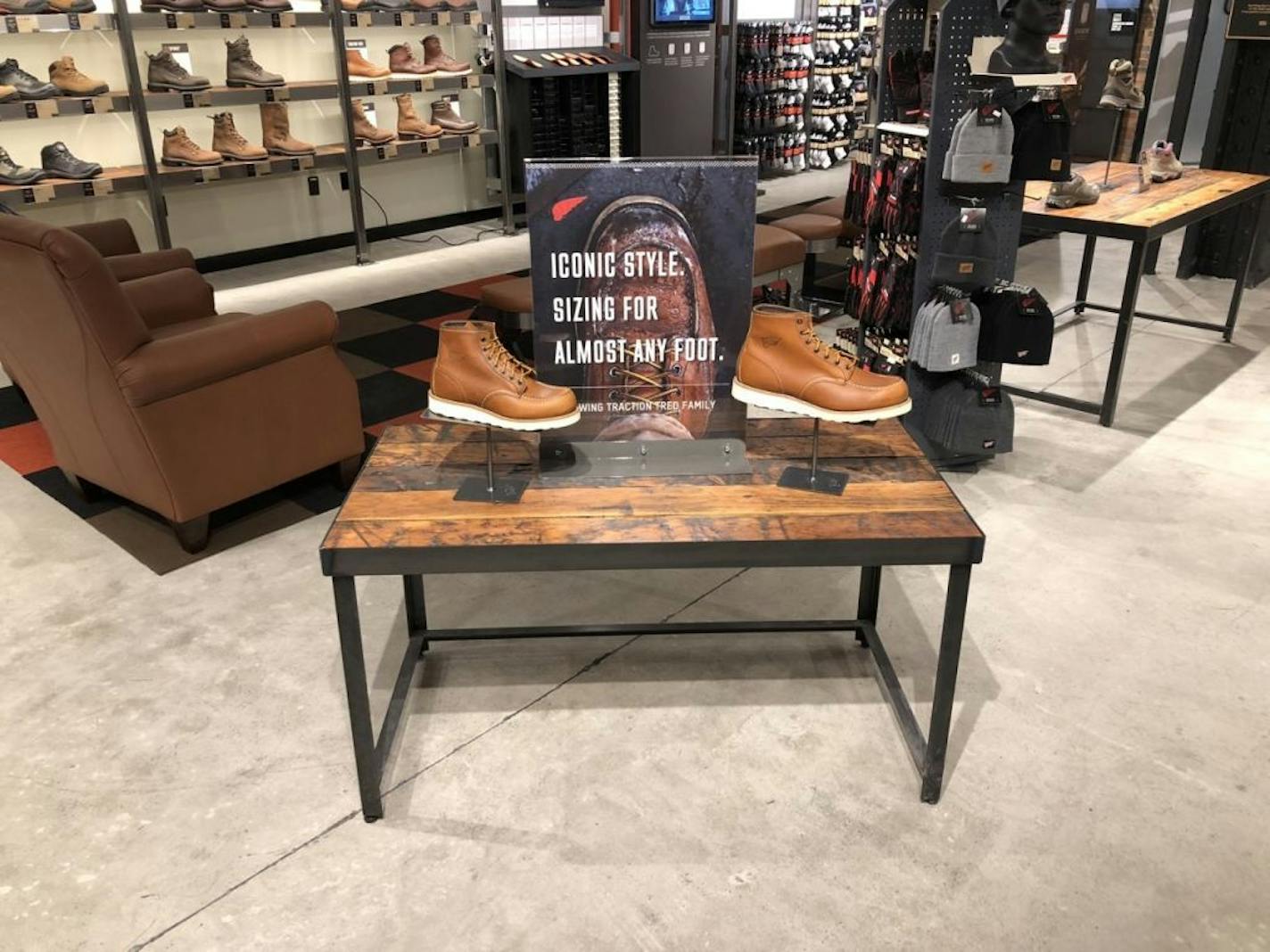 The Red Wing Shoe Company opened its first store in New York City in late February 2019. Located at 11 Penn Plaza in Midtown Manhattan, the new, urban concept store also offers boot repair and reconditioning, and pays tribute to 9/11 workers.