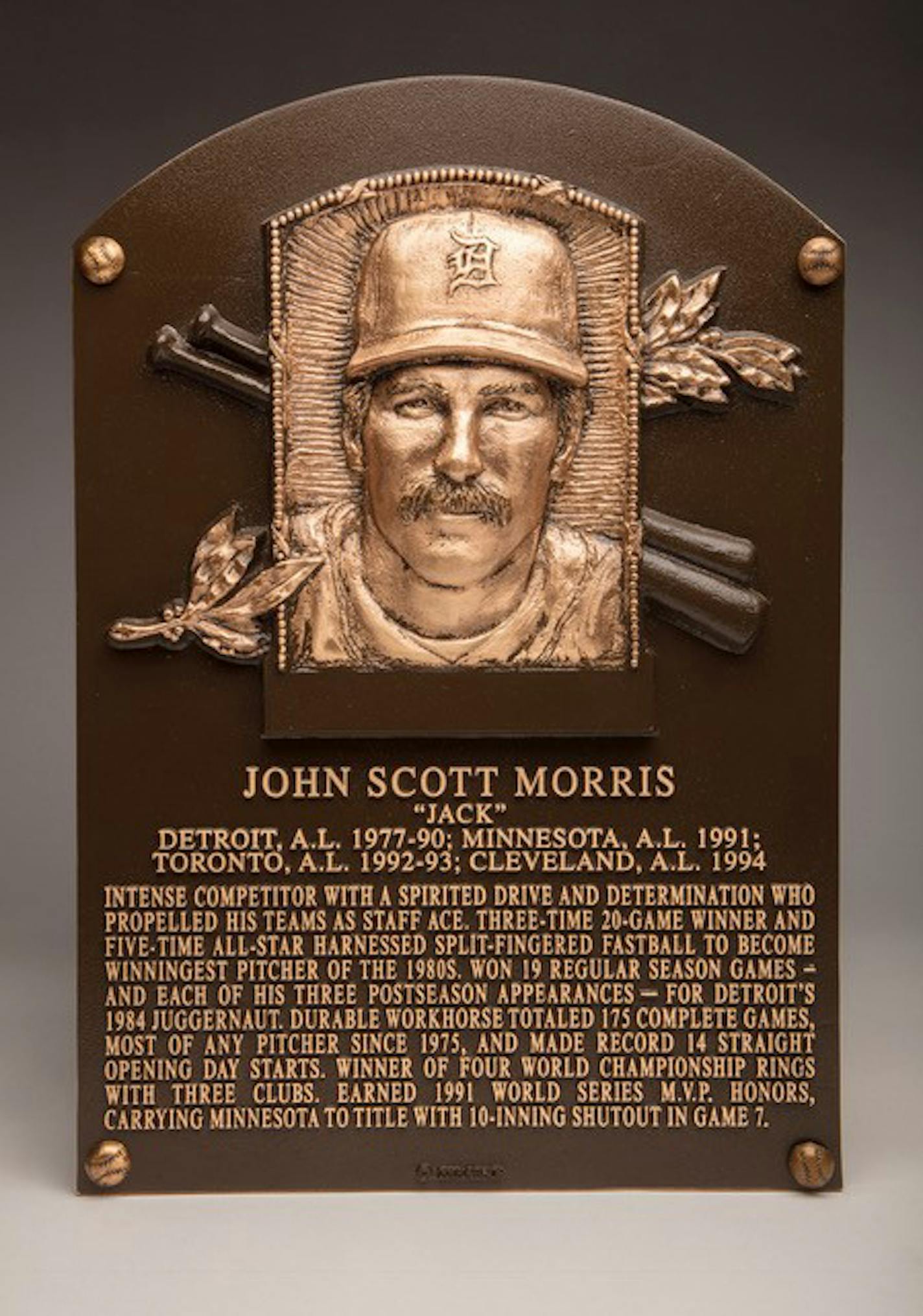 Jack Morris' Hall of Fame plaque in Cooperstown, N.Y.