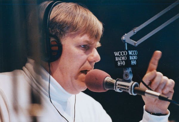 This March 12, 1993 photo shows former WCCO radio personality George Chapple, who was also known as "Dark Star," in the WCCO studios in Minneapolis.