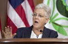Environmental Protection Agency (EPA) Administrator Gina McCarthy gestures during an announcement of a plan to cut carbon dioxide emissions from power