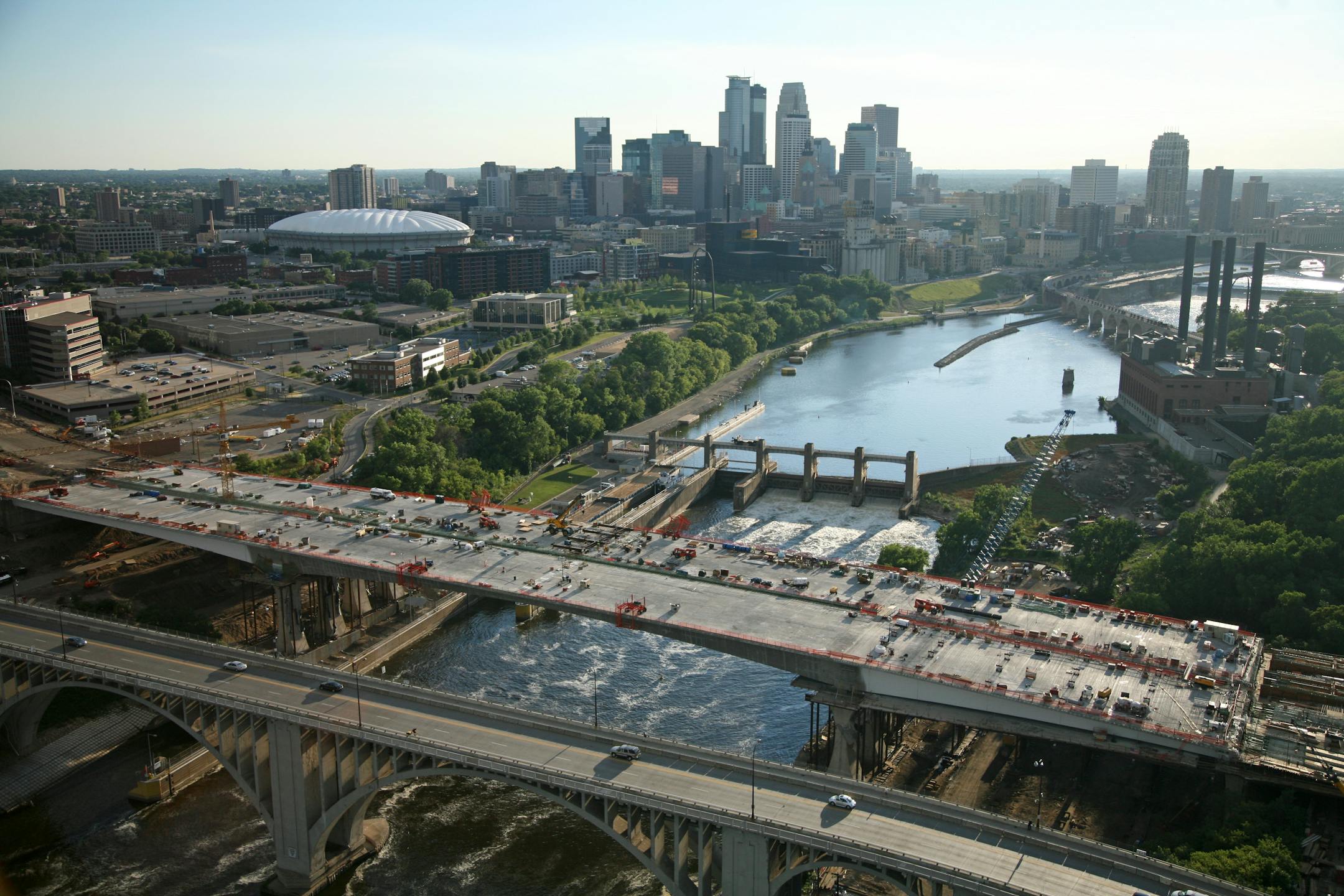 An aerial view of the new I-35W bridge, photographed July 21.