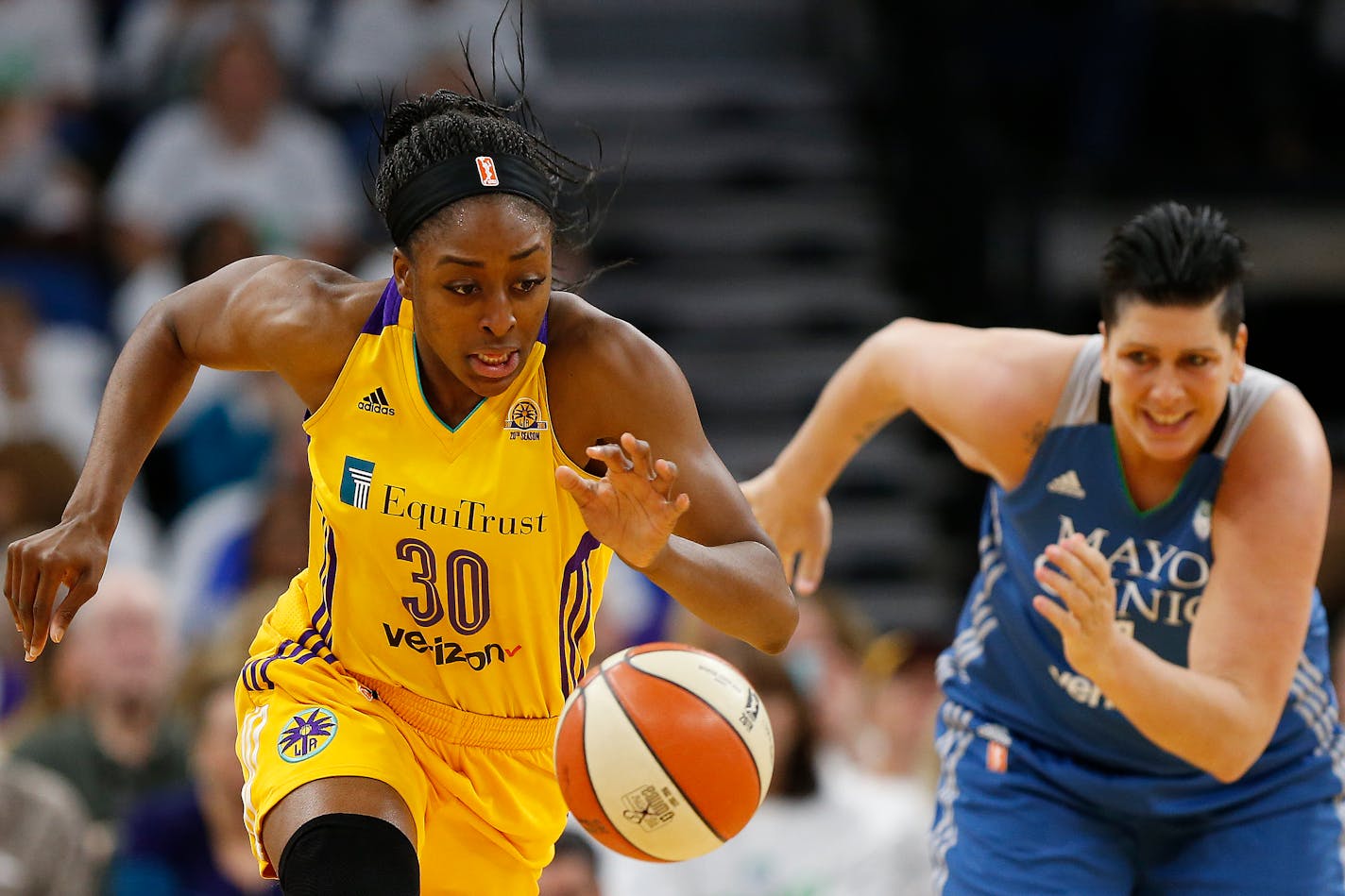 Los Angeles Sparks forward Nneka Ogwumike (30) shot 66.5 percent during the regular season, the second-best mark in WNBA history, and was eight of nine from the field in Game 1 of the WNBA Finals.