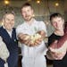 Left to right, Kieran Folliard, cheese maker Rueben Nilsson, and butcher Mike Phillips pose for a portrait at Food Building in Minneapolis March 20, 2