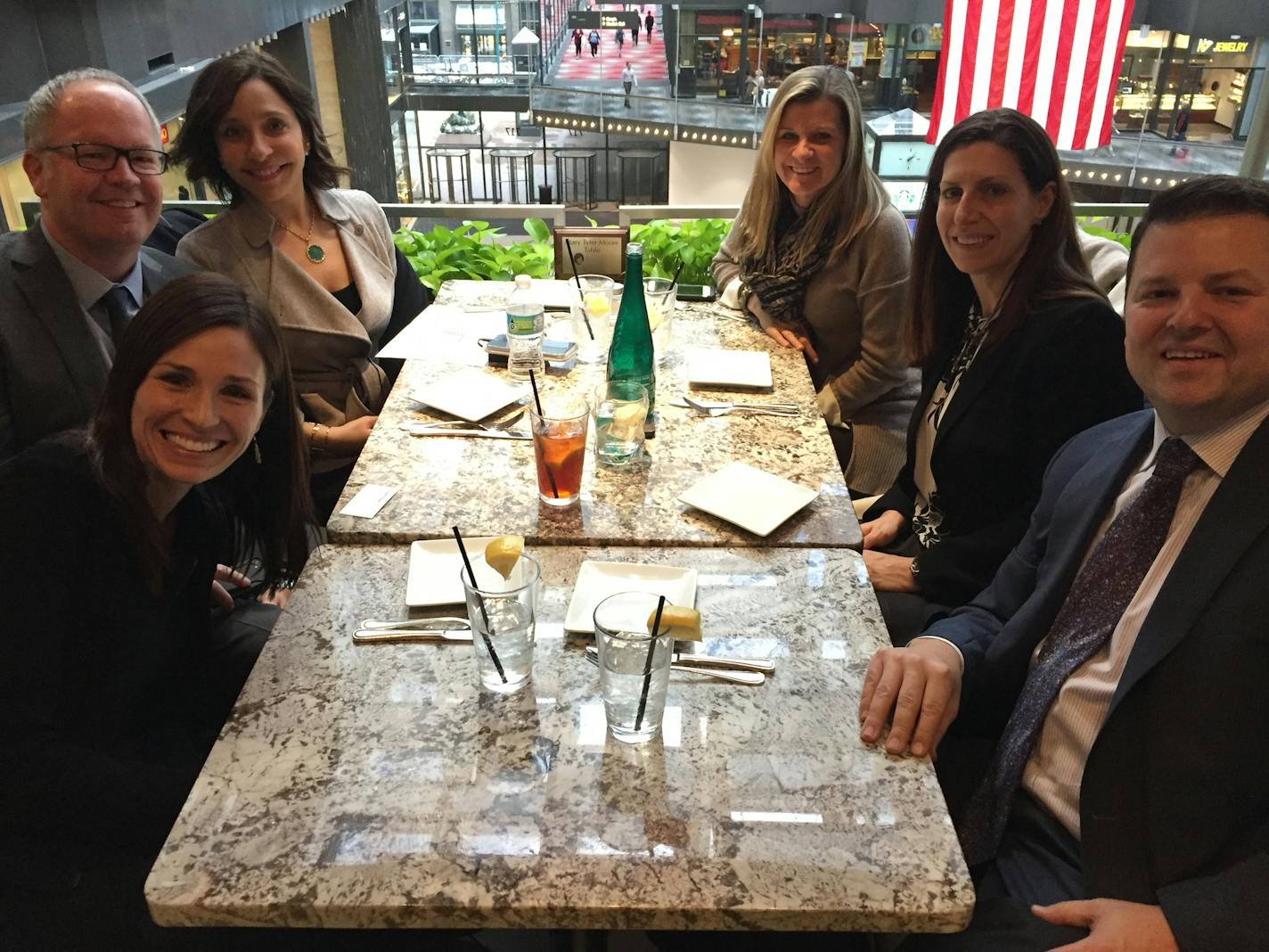 Fans at the Mary Tyler Moore table at Basil&#x2019;s.