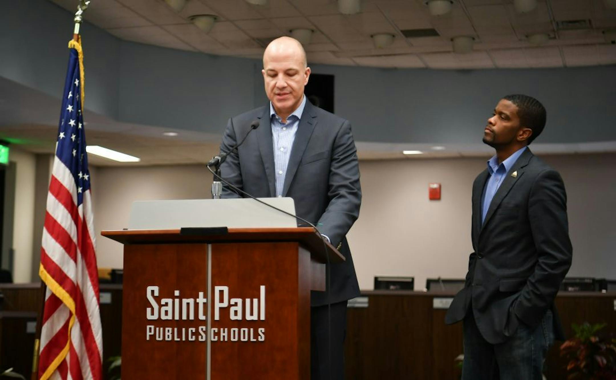 Saint Paul Public Schools Superintendent Joe Gothard and City of Saint Paul Mayor Melvin Carter held a a joint news conference to address the problems with getting students home in the snow.