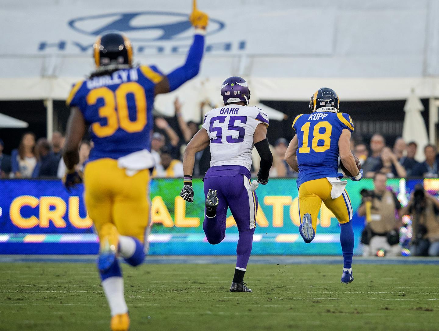 Cooper Kupp caught a 70-yard touchdown pass in the second quarter. ] CARLOS GONZALEZ &#x2022; cgonzalez@startribune.com &#x2013; September 2, 2018, Los Angeles, CA, LA Memorial Coliseum, NFL, Minnesota Vikings vs. Los Angeles Rams