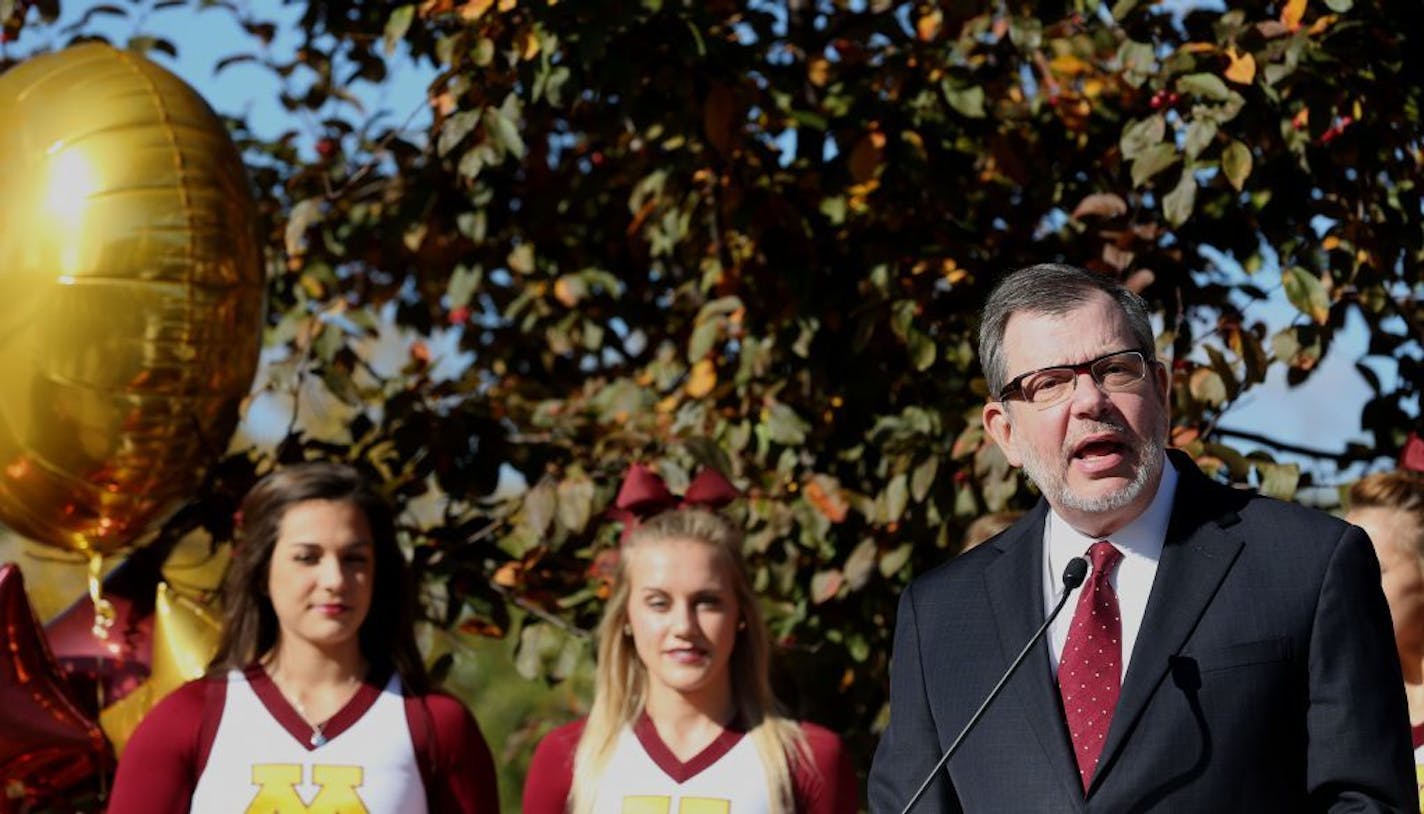 President Eric Kaler spoke during the renaming ceremony of the University of Minnesota's Children's hospital.