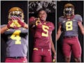 Solomon Brown (left to right), TJ Robinson, and James Gordon IV were among five defensive players to verbally commit to P.J. Fleck and the Gophers foo